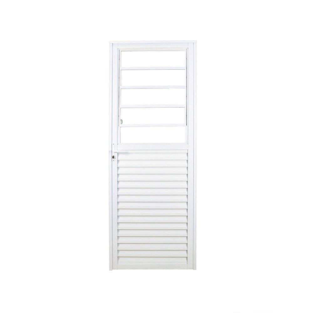 Porta de Alumínio Basculante 210x90cm com Vidro Liso Linha Solida MGM Branco