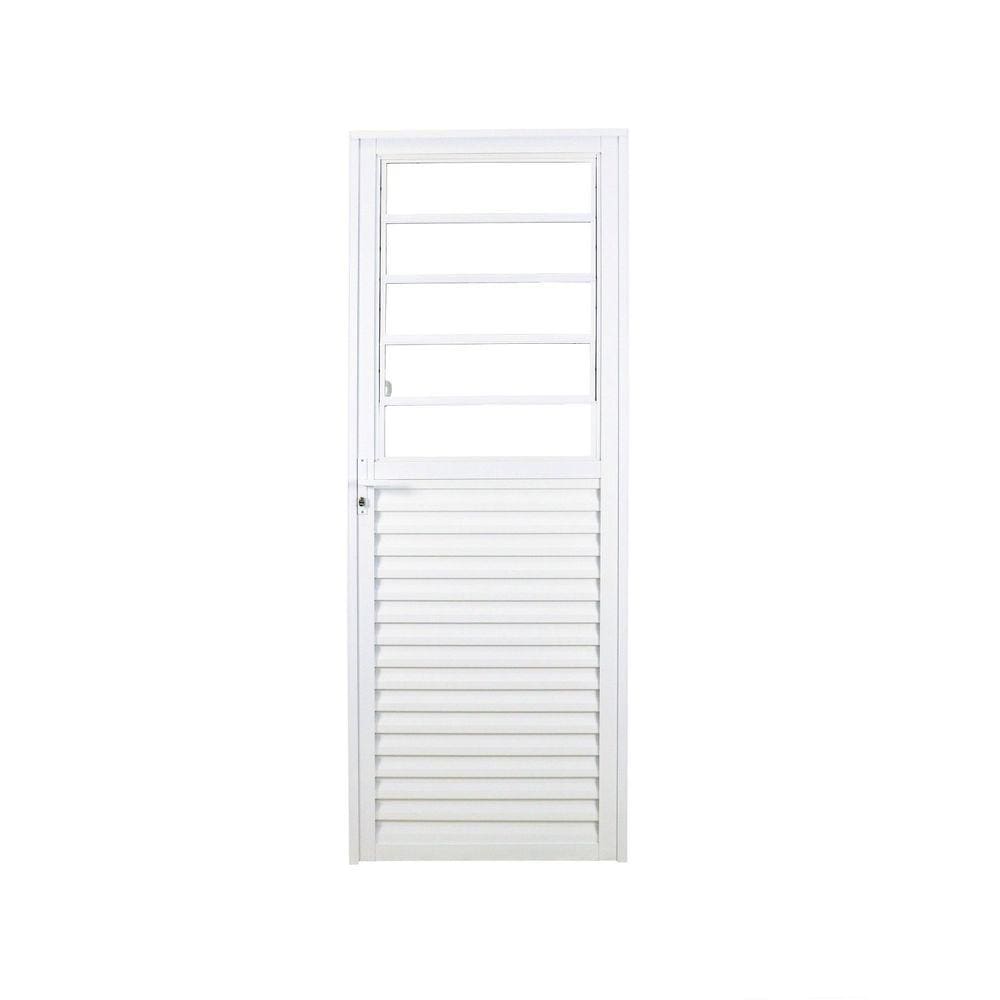 Porta de Alumínio Basculante 210x80cm com Vidro Liso Linha Solida MGM Branco