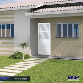 Porta de Alumínio 210x80cm com 2 Vidros Lisos Linha Solida MGM Branco