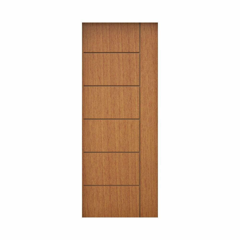 Porta de Madeira 210x82cm Espessura 3,5cm Mmc Eucaplac Frisada Tivoli Eucatex Nogal Mel