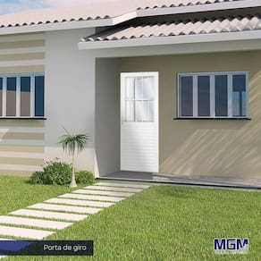 Porta de Alumínio Postigo 210x80cm com 2 Vidros Mini Boreal Linha Solida MGM Branco