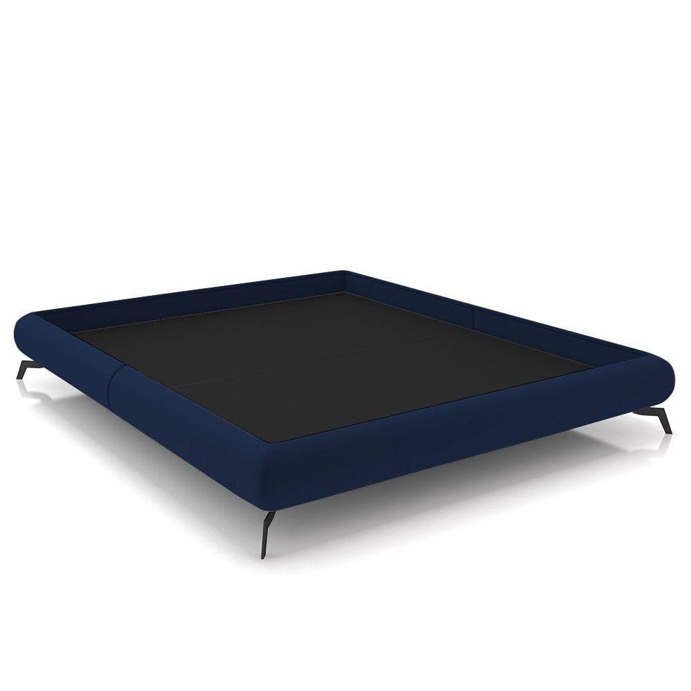 Cama Queen Base Box 158x198cm Pés de Ferro Cold P02 Veludo Azul - Mpozenato