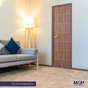 Kit Porta de Madeira Decorada 212x85cm com Batente de Alumínio 3,6cm Neblina MGM Carvalho Quebec