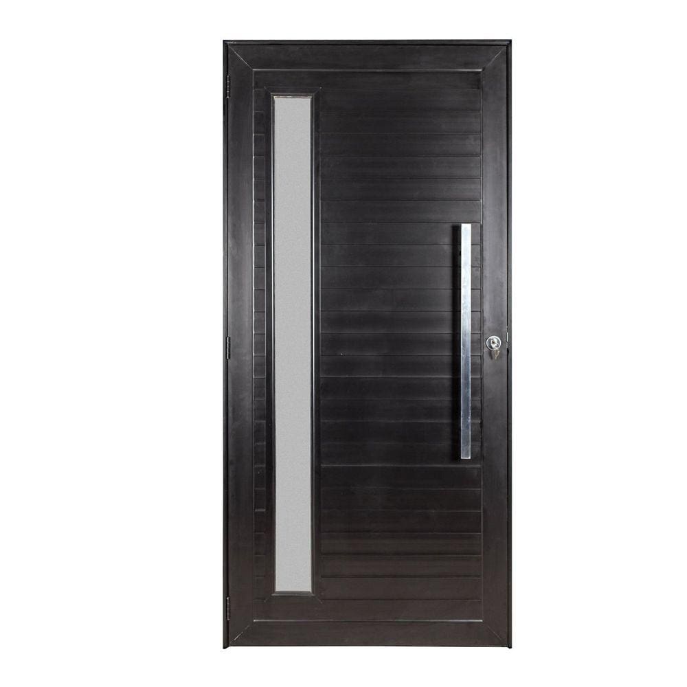 Porta Lambril de Giro com Puxador e Visor Esquerda Topsul 210x100cm Esquadrisul Preto