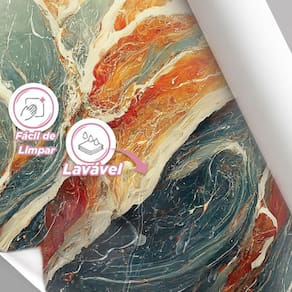 Papel De Parede Painel 3D Mármore Branco Cinza Vermelho 3,5M