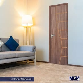 Kit Porta de Madeira Decorada 212x75cm com Batente de Alumínio 3,6cm Cantareira MGM Carvalho Quebec