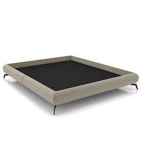 Cama Queen Base Box 158x198cm Pés de Ferro Cold P02 Veludo Bege - Mpozenato