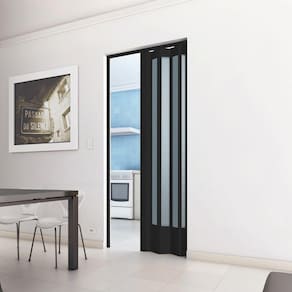 Porta Sanfonada de PVC 210x96cm Translúcida BCF Preto