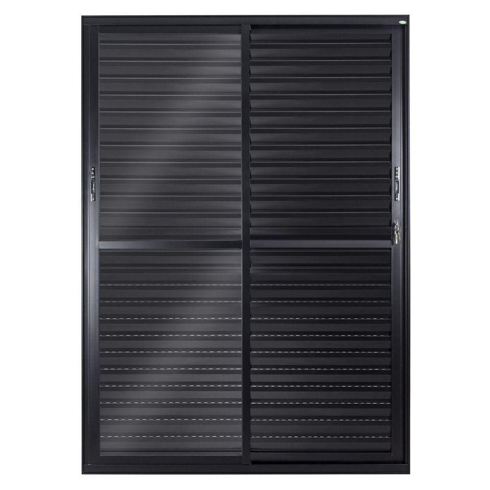 Porta Balcão Veneziana 3 Folhas Móveis Central Topsul 210x120cm Esquadrisul Preto