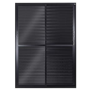 Porta Balcão Veneziana 3 Folhas Móveis Central Topsul 210x120cm Esquadrisul Preto