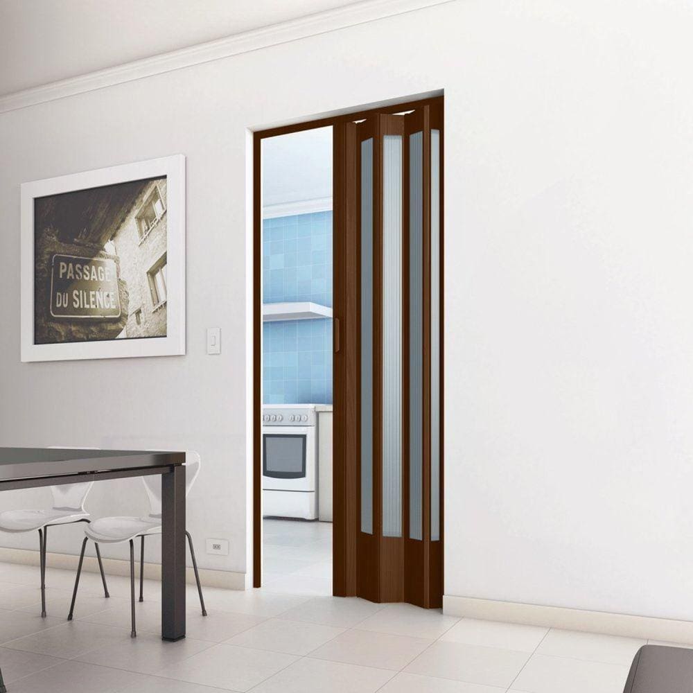 Porta Sanfonada de PVC 210x72cm Translúcida BCF Imbuia