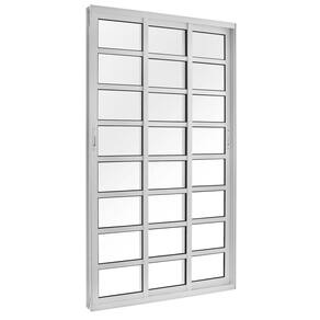 Porta Correr 3 Folhas Móveis Central com Travessa Topsul 210x150cm Esquadrisul Branco