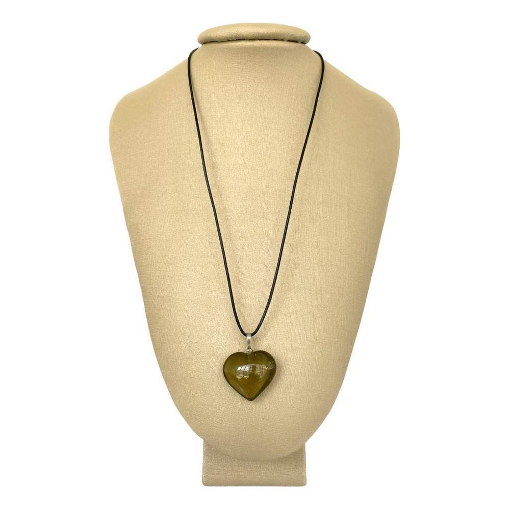 Colar Em Couro Grego E Prata Green Gold Coração -