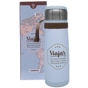 Garrafa Térmica 12 Horas Viajar Azul Com Tampa De Copo 600Ml