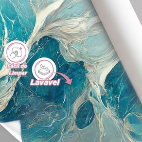 Papel De Parede Painel 3D Mármore Branco Azul Claro 1M