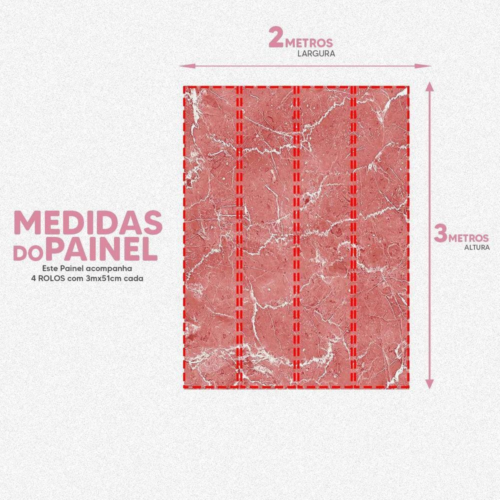 Papel De Parede Painel 3D Mármore Branco Vermelho 2M