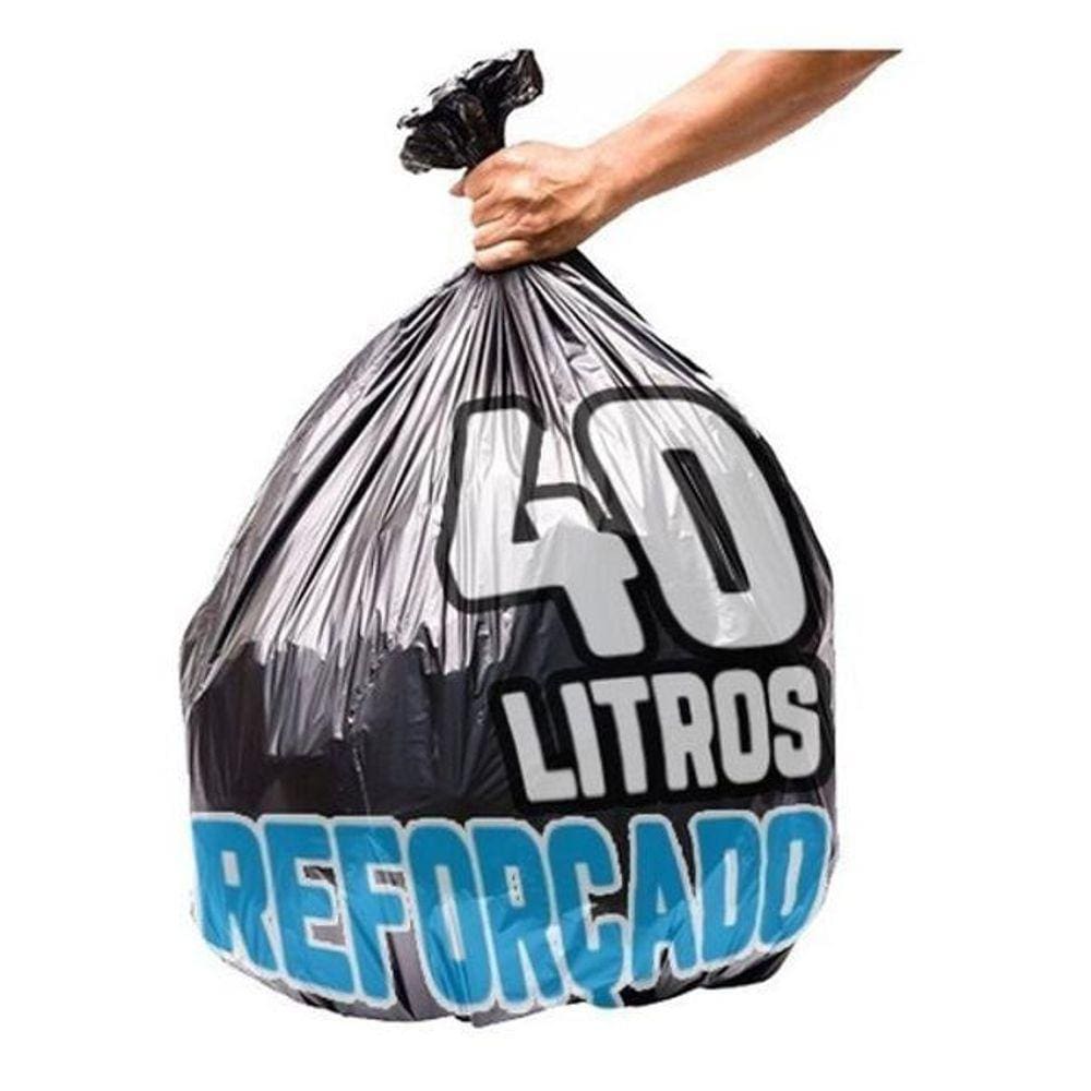 Kit Com 500 Sacos De Lixo 40 Litros Reforçado Preto