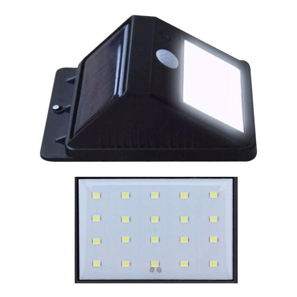 Luminária Arandela Solar 20 Leds Sensor De Presença