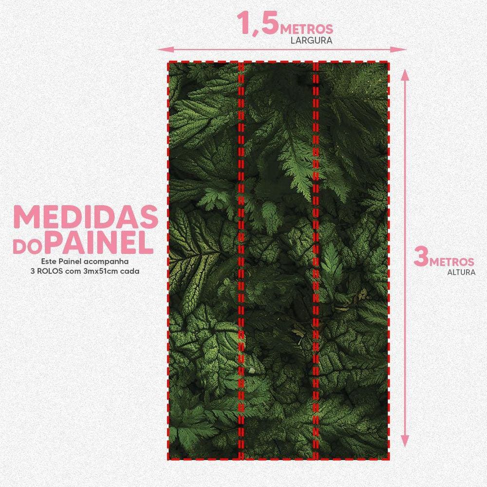 Papel De Parede Painel 3D Folhas Verdes Pinheiro Viníl 1,5M