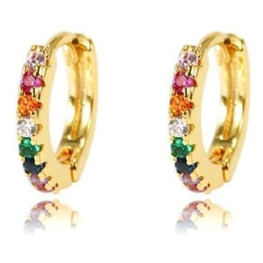 Piercing Brinco Argola - Dourado Com Pedra Branca