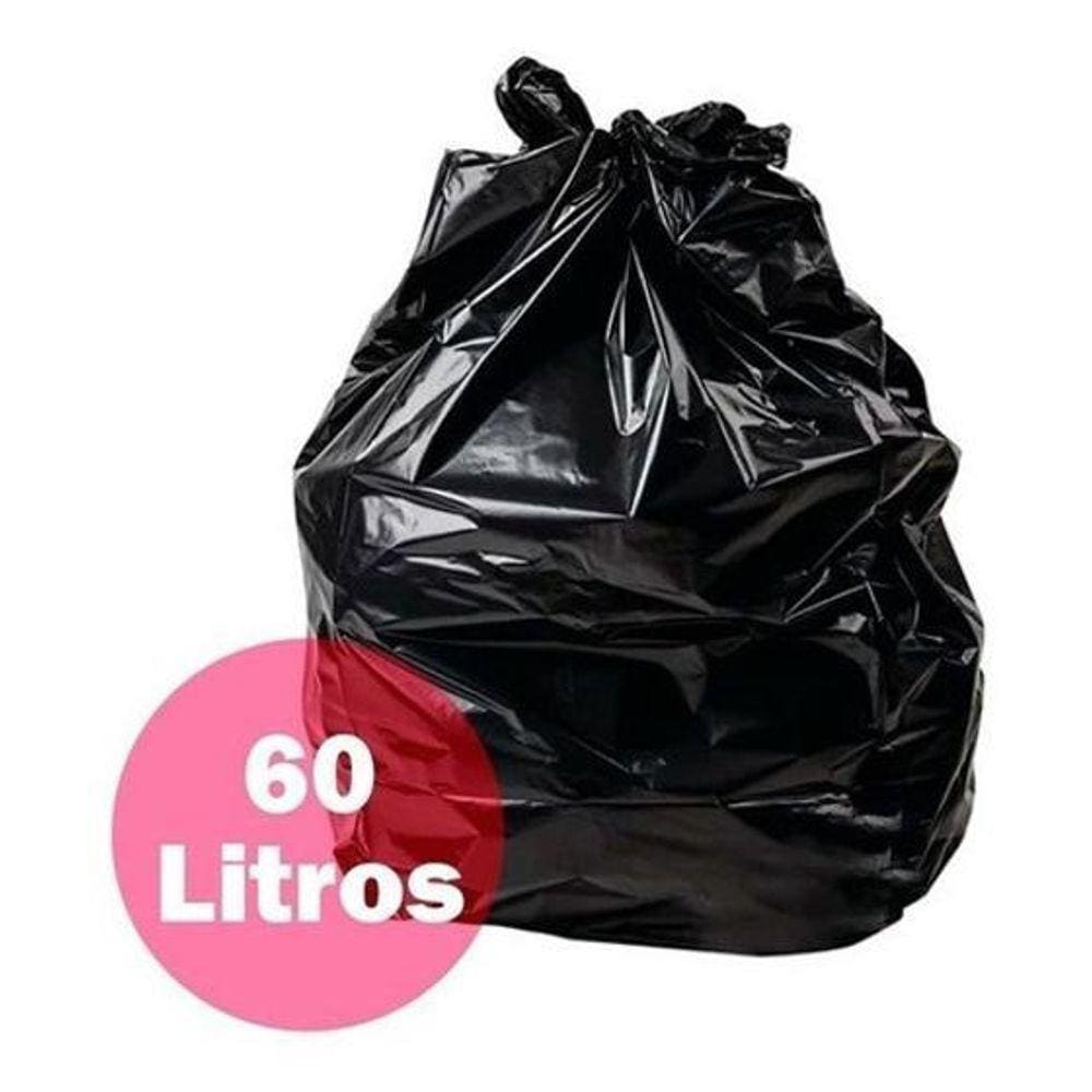 Saco De Lixo Preto 60 Litros Reforçado - 100 Unidades
