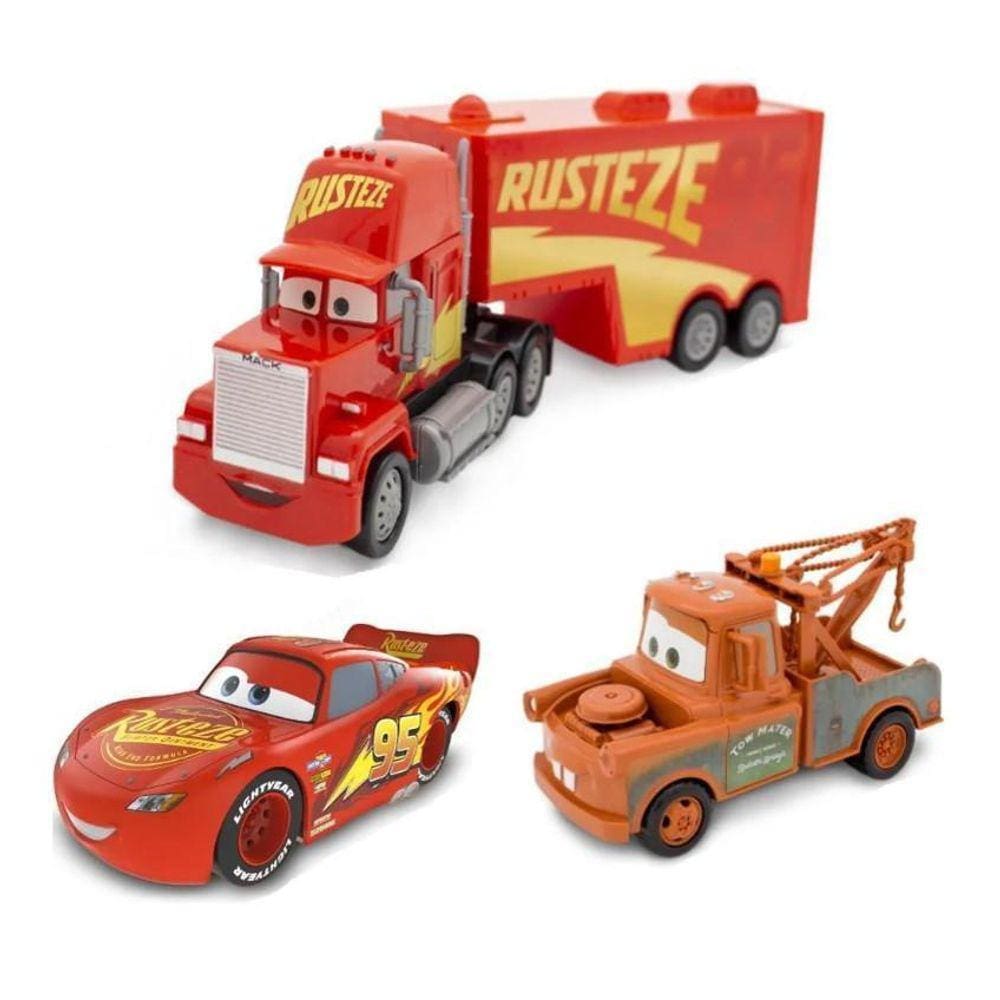 Kit Carros 3 Veículos Mcqueen Mack Mate Toyng 7899871621611