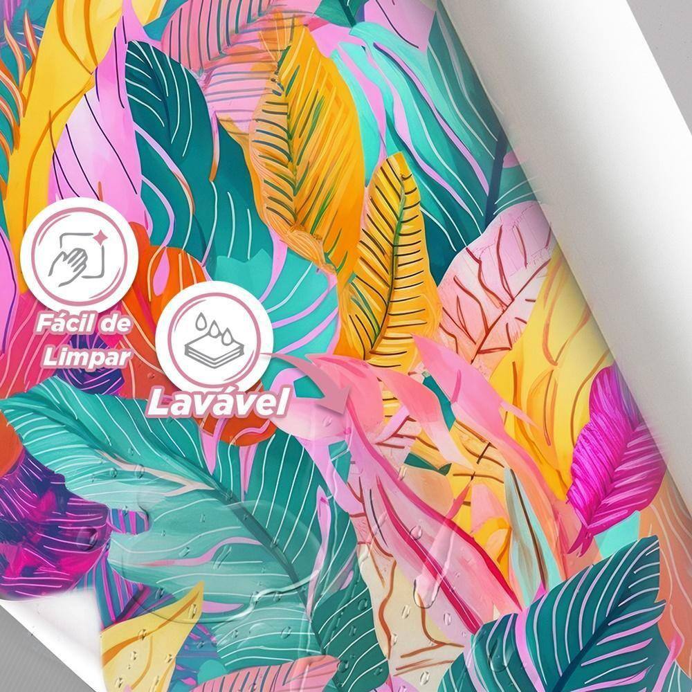 Papel De Parede Painel 3D Folhas Bananeira Colorida 2M