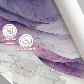 Papel De Parede Painel 3D Mármore Branco E Roxo Viníl 2,5M