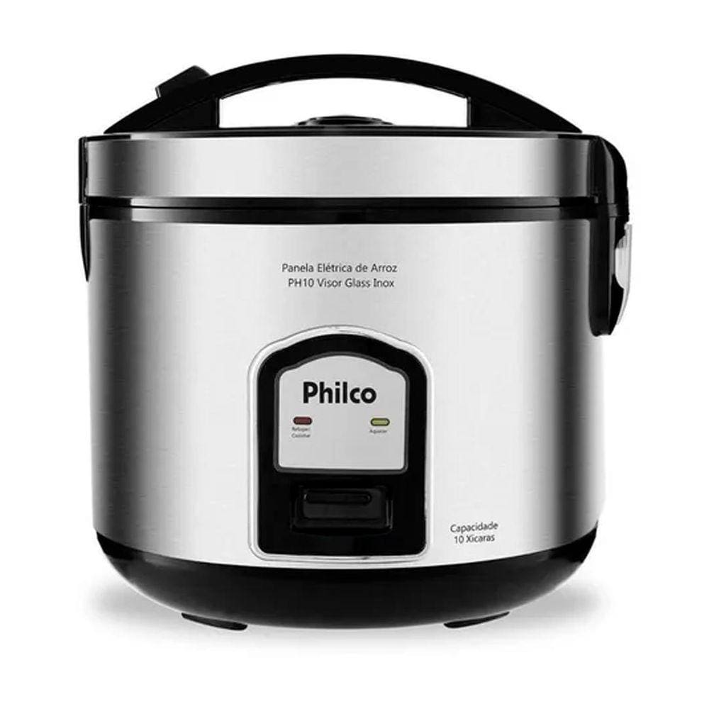 Panela De Arroz Philco Ph10 Inox Visor Glass 10 Xícaras
