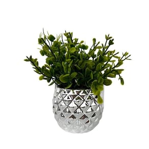 Vaso cachepot prata em alto relevo 3D decoração casa