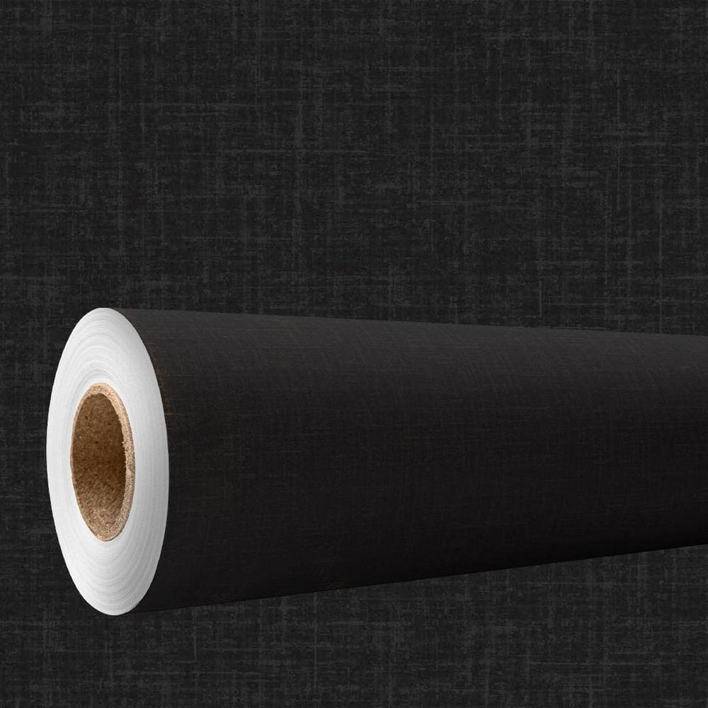 Papel De Parede Efeito Tecido Linho Preto Vinilico 3M