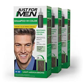 Kit de cores Just For Men — loiro escuro/marrom mais claro (pacote com 3)