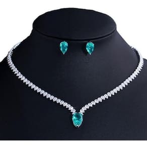 Conjunto Colar e Brinco Ródio | Zircônia | Riviera