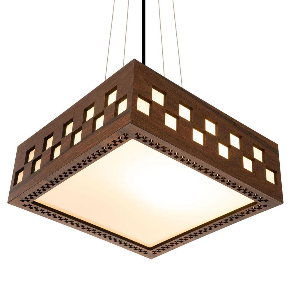 Lustre Decorativo Madeira Pendente Enseada Quad 45Cm