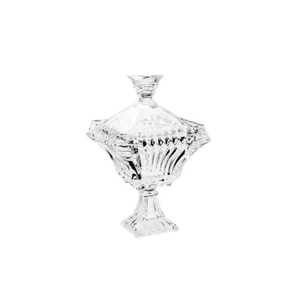 Potiche Bomboniere de Cristal Medieval com Pé Transparente 10x10x20,5cm Wolff