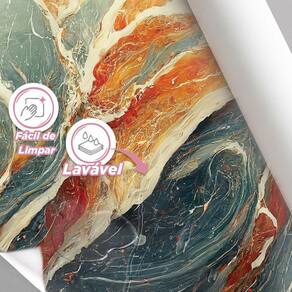 Papel De Parede Painel 3D Mármore Branco Cinza Vermelho 1,5M