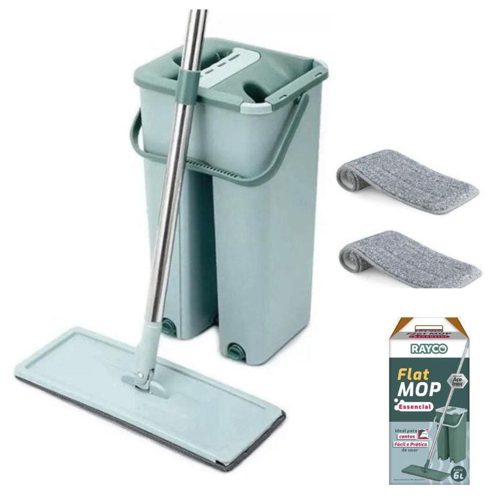 Mop Flat Rodo Magico Esfregao Limpeza Balde Fit Lava E Seca