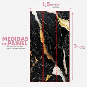 Papel De Parede Painel 3D Mármore Preto Branco Ouro 1,5M