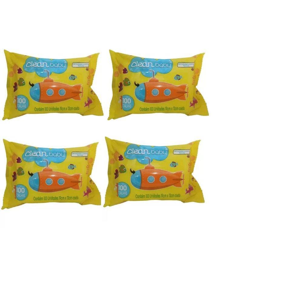 Toalhas Umedecidas Clean Baby 4x100 - Sem Álcool