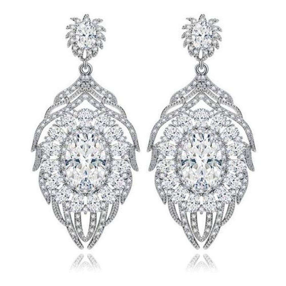 Brinco Noiva Zirconia Debutante Pendurado - Prateado