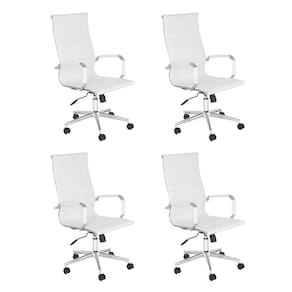 Kit 4 Cadeiras escritório Esteirinha Diretor Home office - Branco