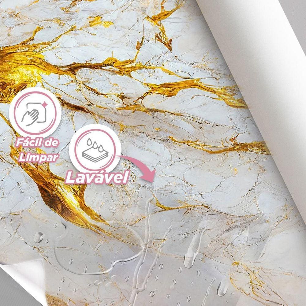 Papel De Parede Painel 3D Mármore White Dourado 1,5M