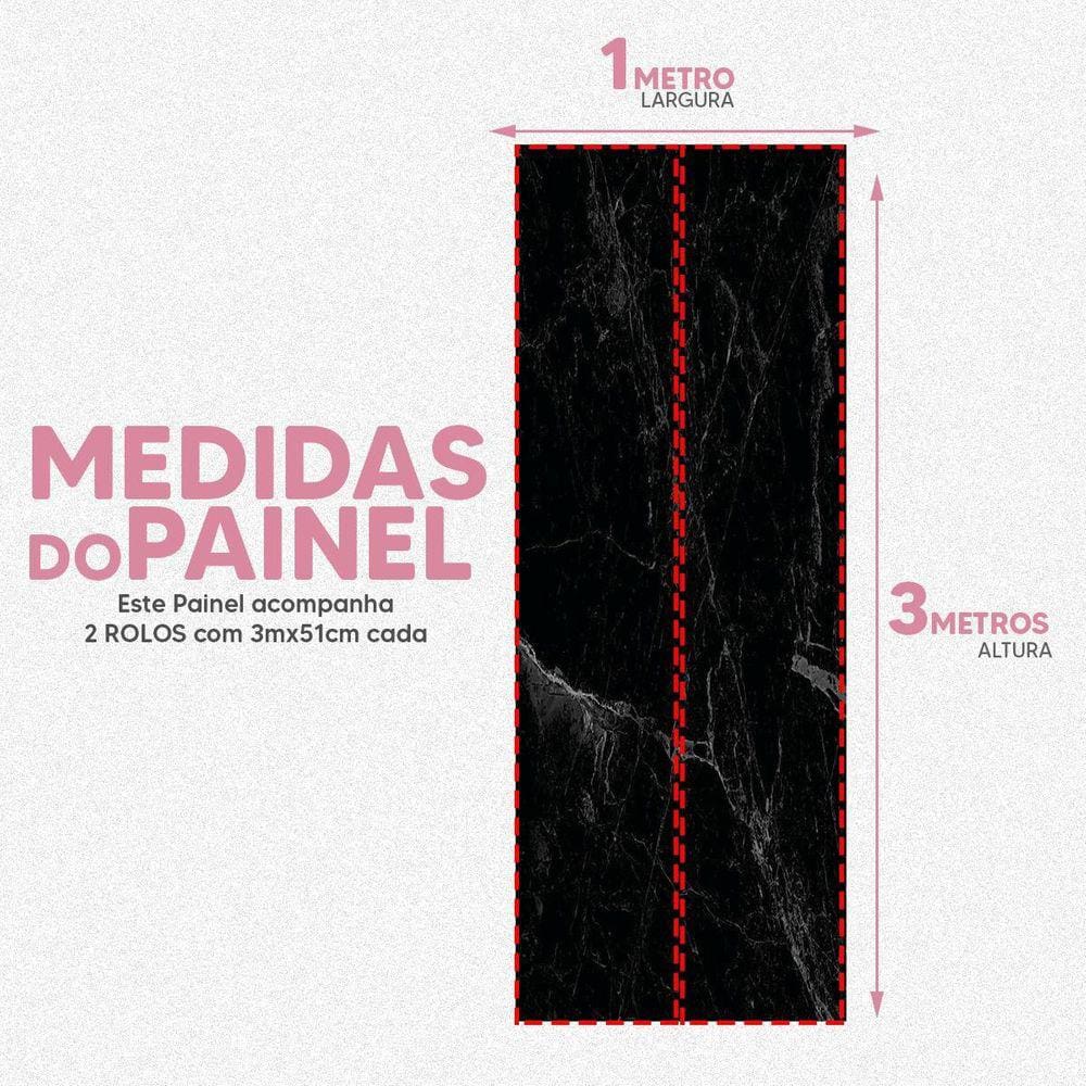 Papel De Parede Painel 3D Mármore Preto Vinilico 1M