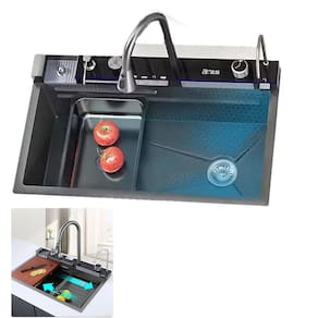 Cuba Gourmet Premium Luxo Pia Inox Cozinha Torneira Cascata Mangueira Agua Fria Quente Painel Monocomando