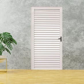 Porta Palheta de Alumínio 210 X 70cm Linha 25 Lado Direito Esquadrias Bergame Branco