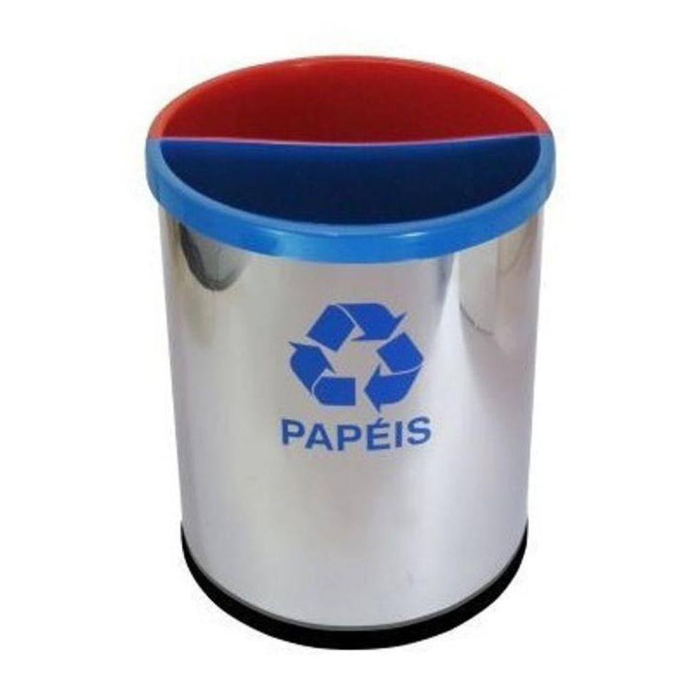Lixeira Mix Em Aço Inox Com 2 Divisões Coleta Seletiva Mix2I