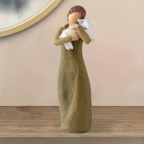 Decoração de Natal Anjo segurando escultura de ovelha