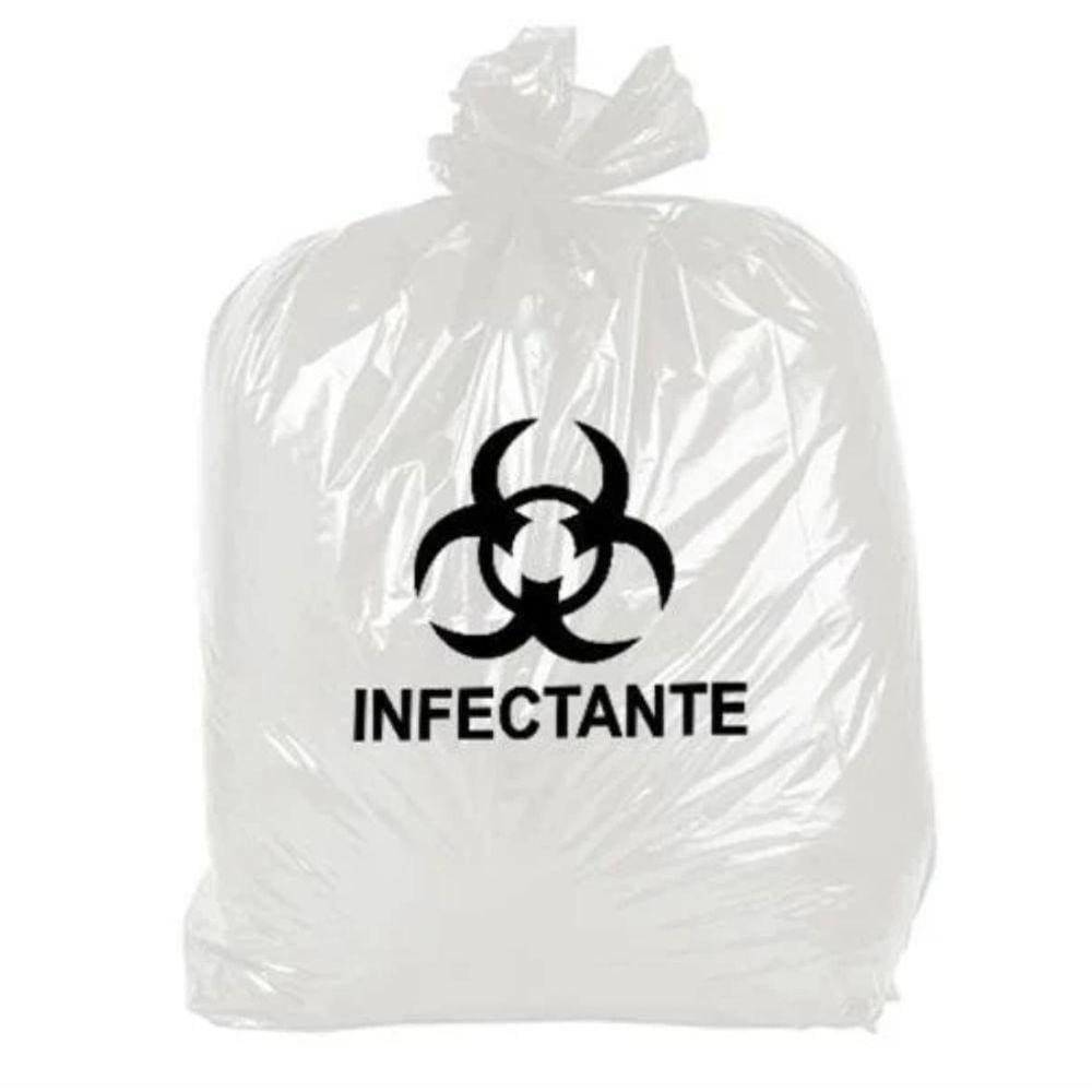 Saco Lixo Hospitalar Branco Leitoso 50 Litros C/100 Unidade