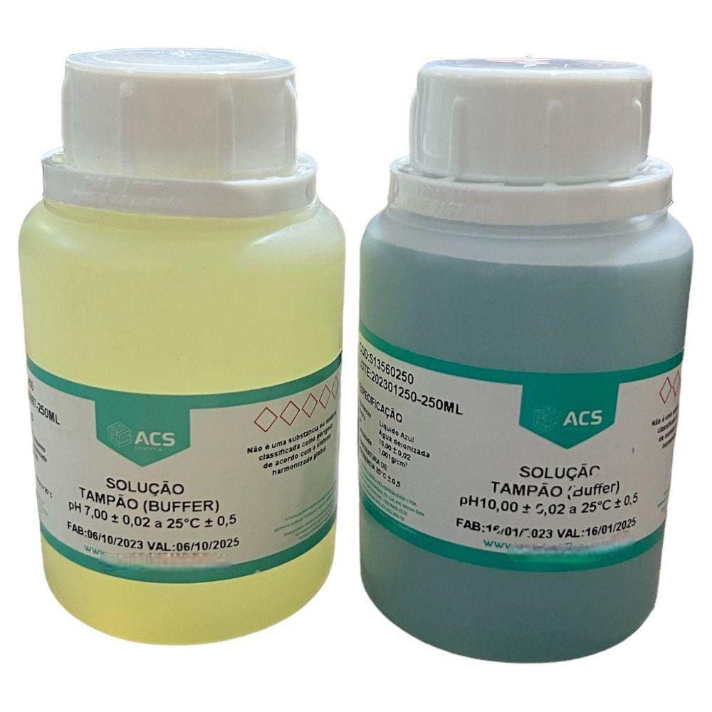 Tampão pHmetro 10-7 250ml | Kit Calibragem pHmetro | pH 10,00 +/- 0,02 | pH 7,00 +/- 0,02