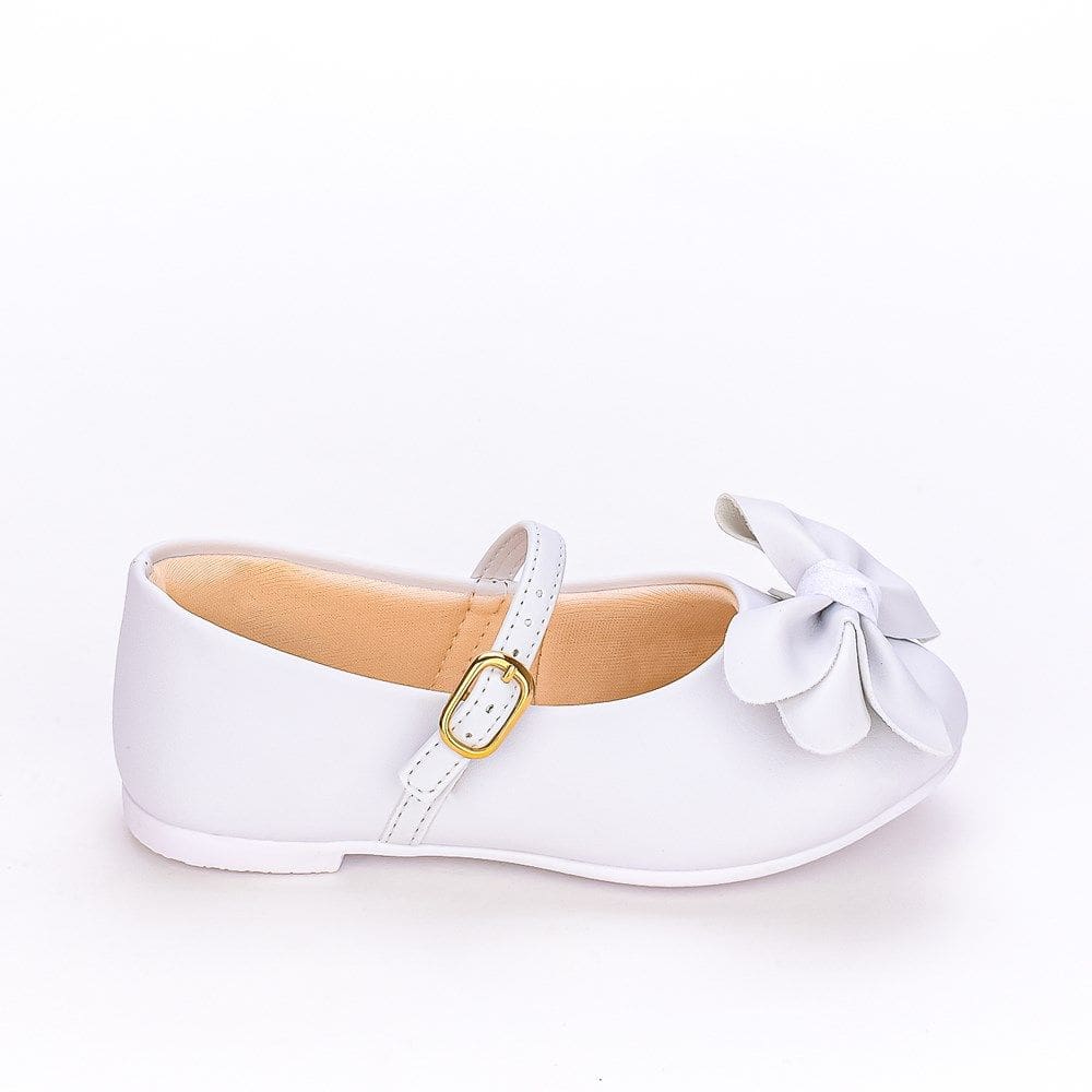 Sapatilha Infantil Feminina Kidy Estilo Boneca Laço Branco